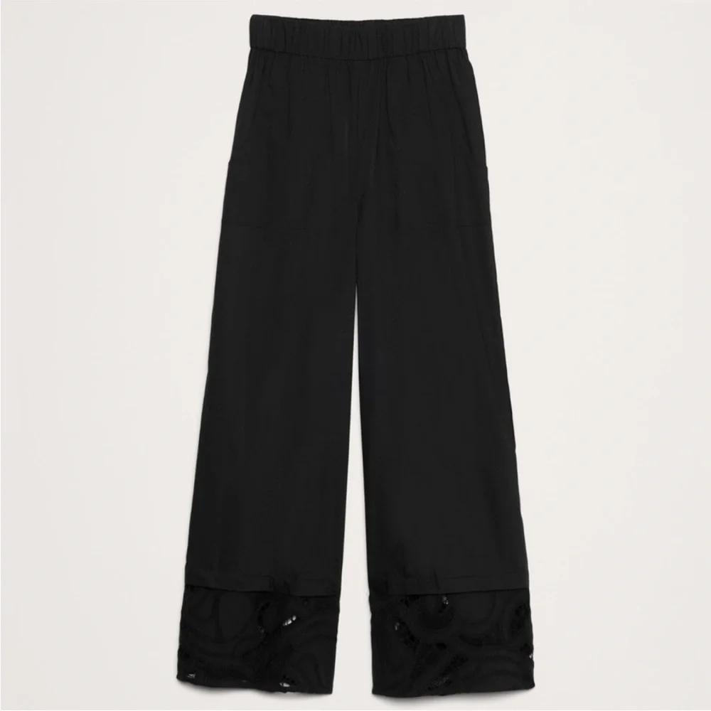NWT! BR High-Rise Wide-Leg Embroidered Cotton Poplin Cropped Pant - Multiple🧡💫